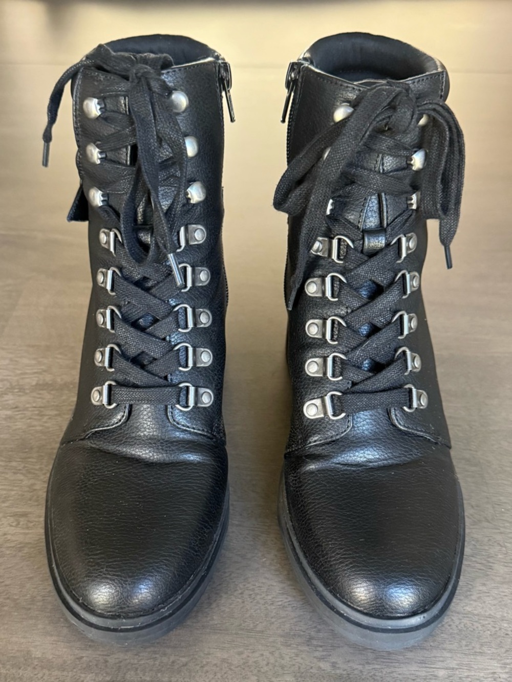 Mix No. 6 Black Lace-Up Women's Ankle Combat Boots Size 7.5